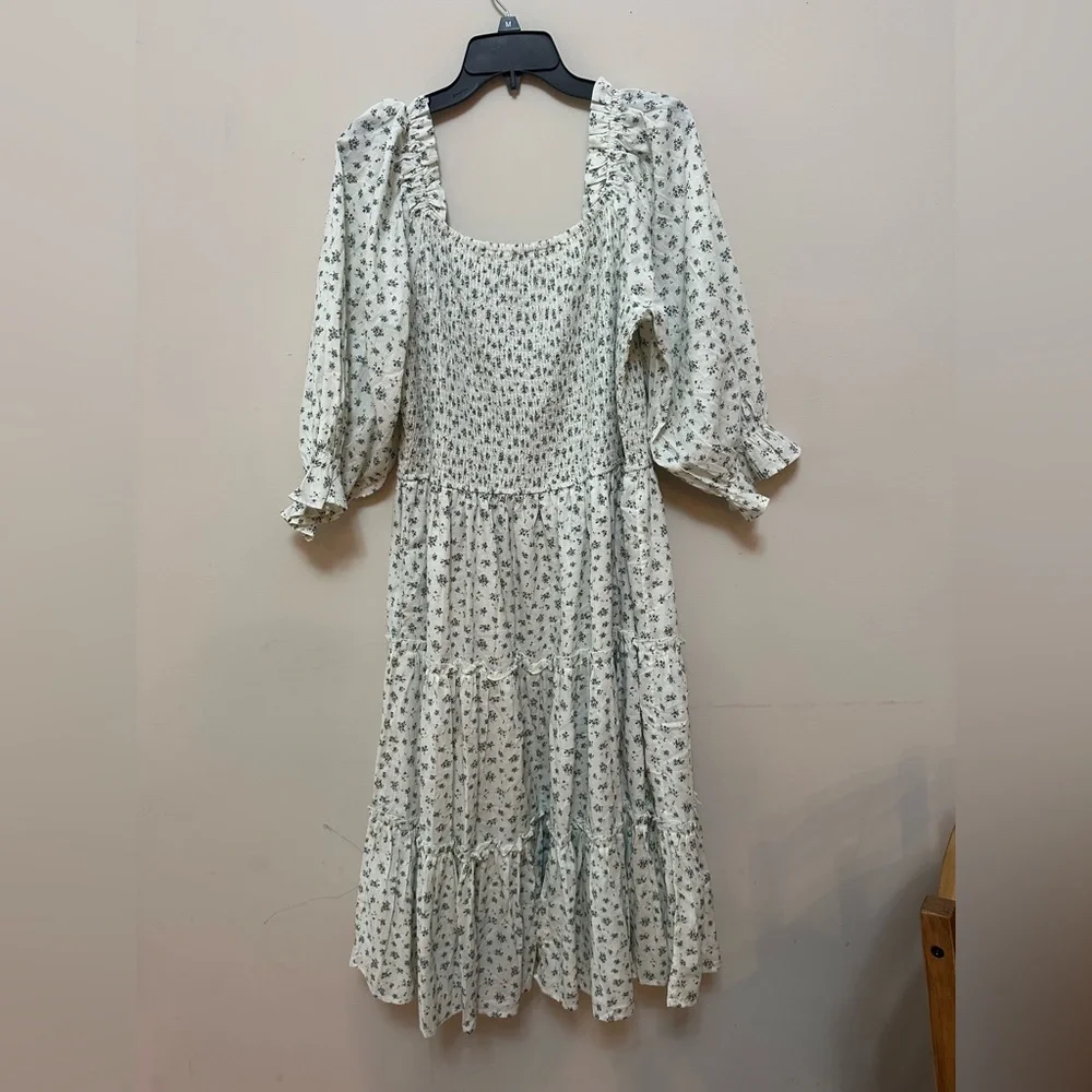 Ivy City Co. Madeline Dress 1X – Floral Smocked Puff Sleeve Midi NWT Retail $158 - Picture 8 of 10